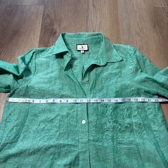 Tuckernuck Callahan Linen Shirt Dress sea green size M medium resort long sleeve - Picture 12 of 13